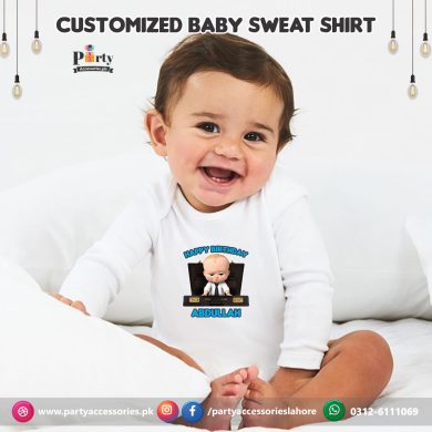 Boss Baby birthday theme customized Sweat shirt in white