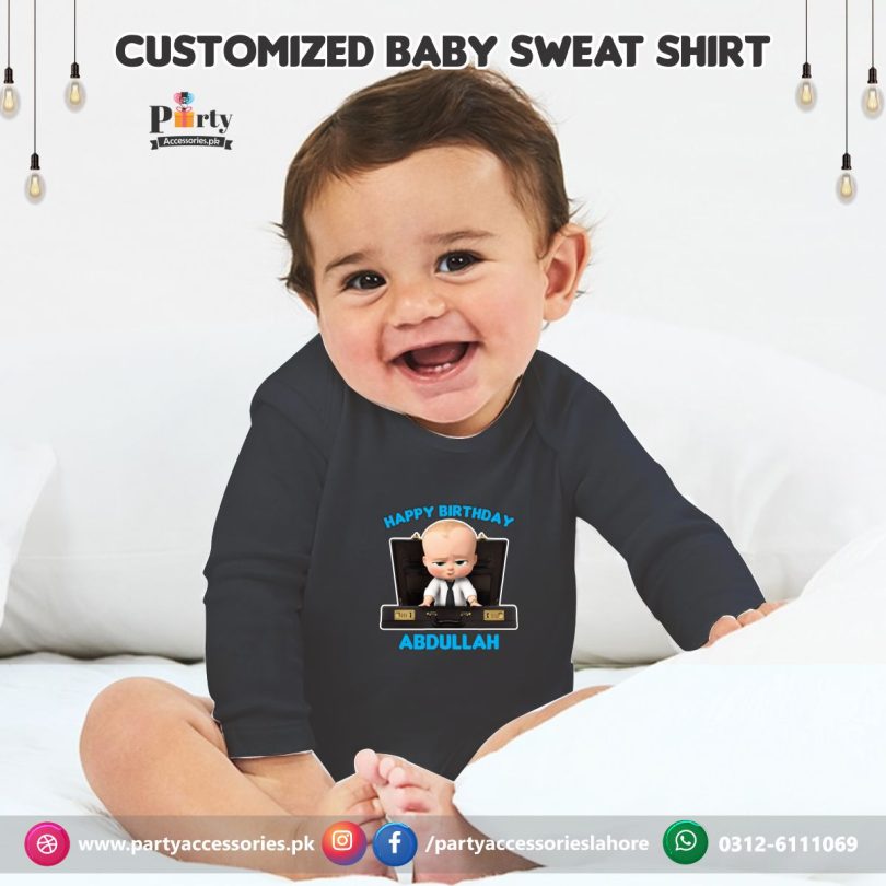 Boss Baby birthday theme customized Sweat shirt in black