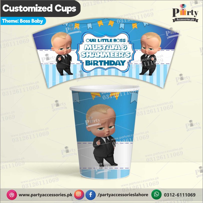 Customized Paper cups in Boss baby theme