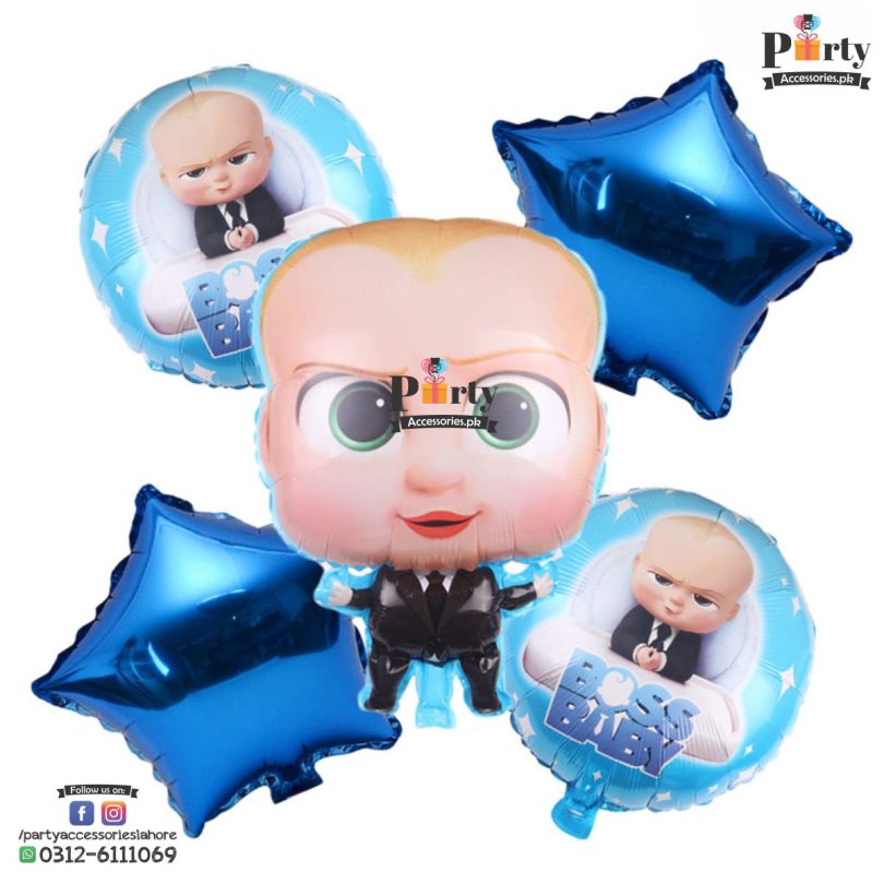 Boss Baby birthday theme foil balloons set of 5 pcs