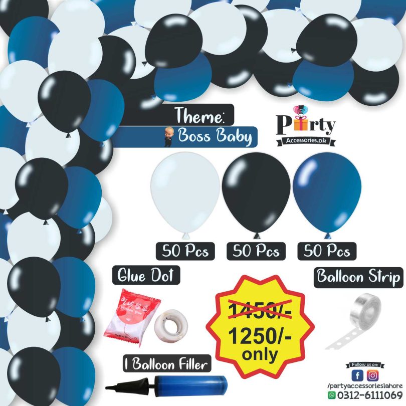 Balloon Arch Set Garland kit 150 balloons in Boss Baby theme colors