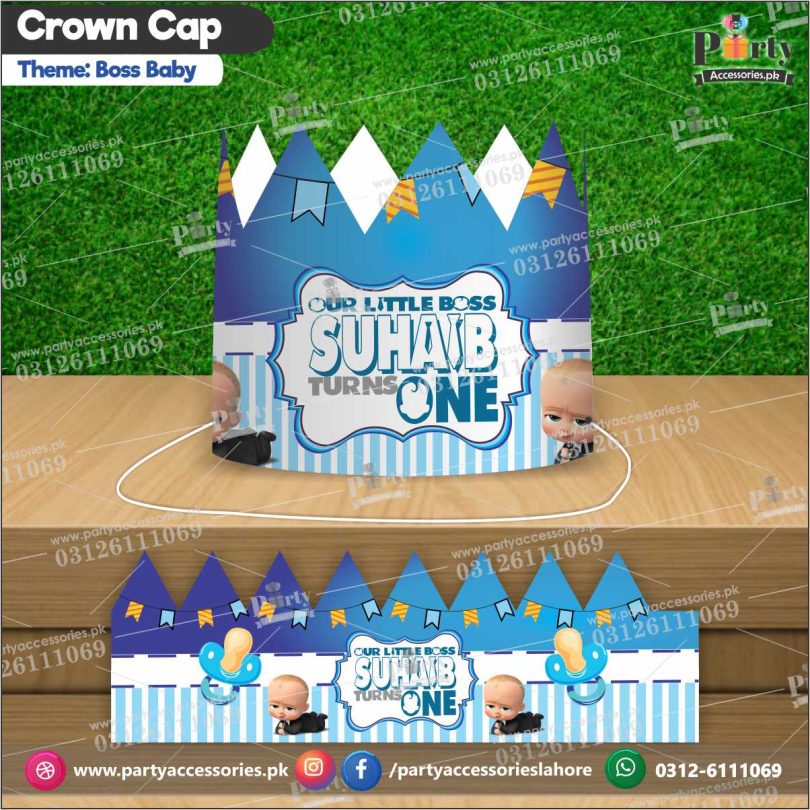 Crown Cap in Boss Baby theme customized for the birthday BOY