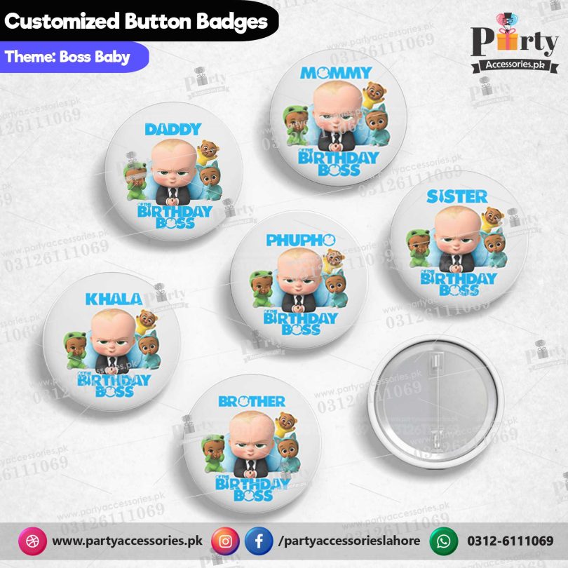 Boss Baby customized button badges (pack of 6)