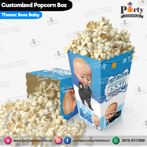 Customized Popcorn boxes for Boss Baby themed birthday party (pack of 6)